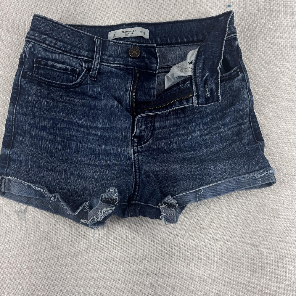 Abercrombie & Fitch Shorts Womens 2‎ W26 Denim Distressed Cut Off Raw Hem Jean